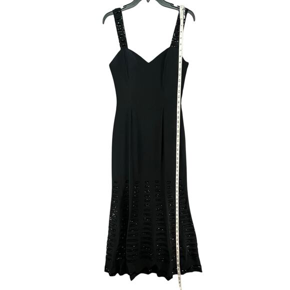 Lillie Rubin Maxi Dress Womens 8 Black Embroidered Beaded Evening Gown Formal - Picture 9 of 14
